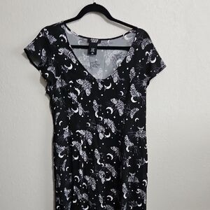 Black and White Moth Print Dress